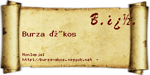 Burza Ákos névjegykártya